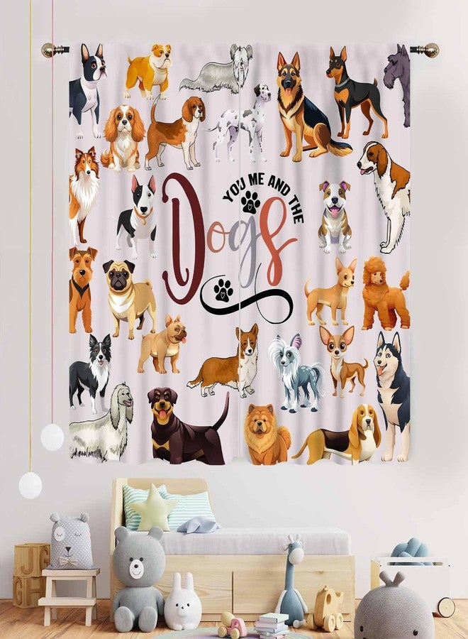 TKUYO Cute Dog Curtains, Funny Animals Multi Puppy Dog Lovers Kawaii Cute Pets Colorful Carton Window Drapery Treatments for Kids Girls Boys Bedroom Living Room Kitchen Bathroom 2 Panels, 42"x45" Inch - Image 3